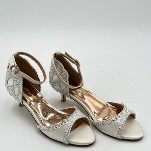 XYD White Heels with Rhinestone Detailing